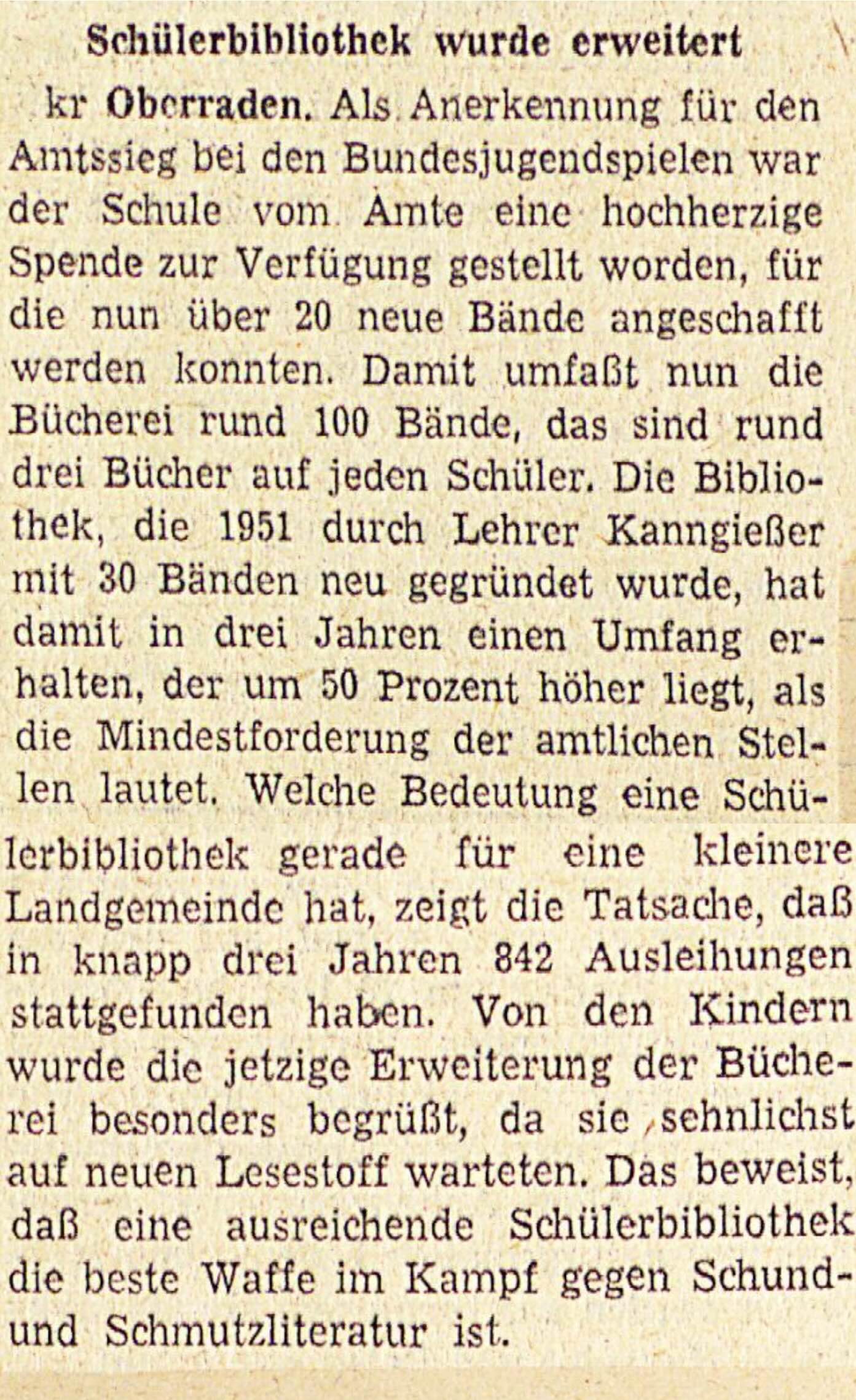 Text der Rhein-Zeitung aus dem Jahr 1954